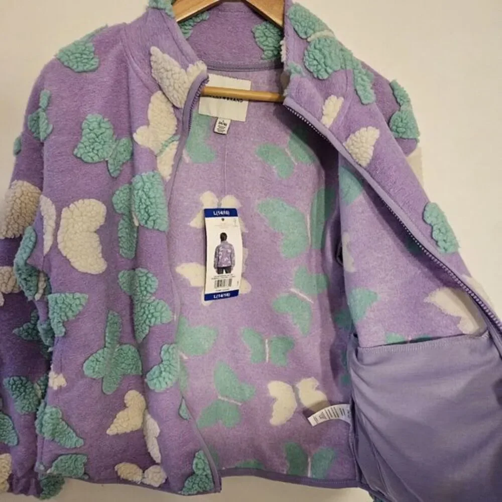 Lucky Brand Youth Shearling Full Zip Top/ Girls Size L 14/16/Purple Pastel Lilac